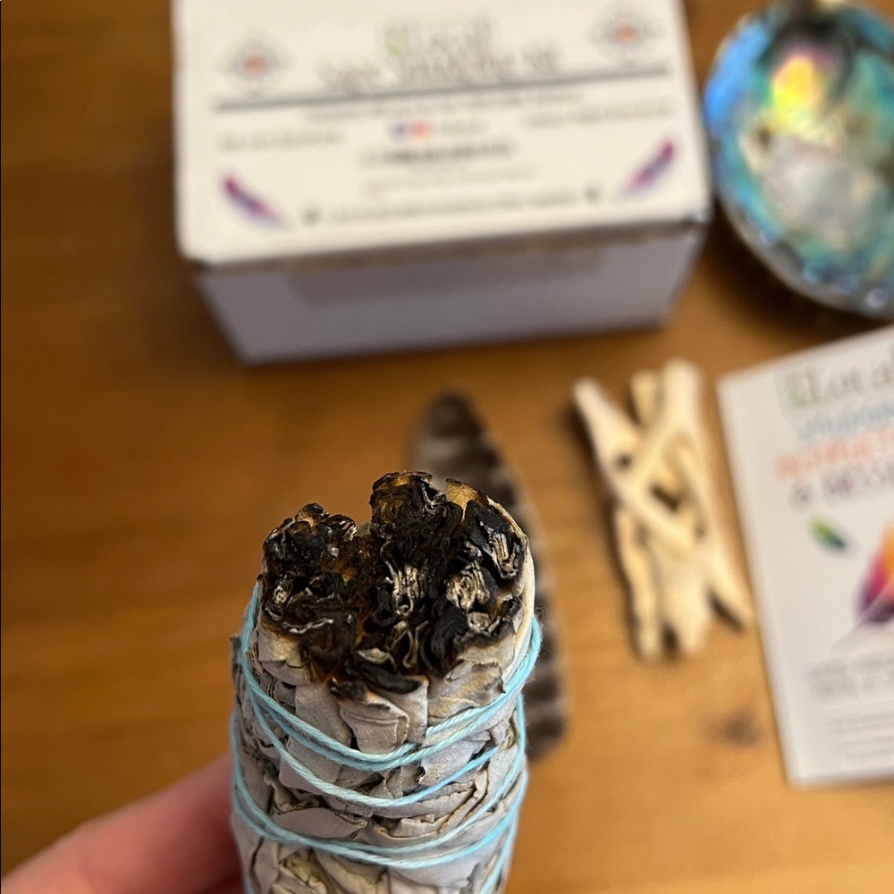 Sage Smudging Kit with Abalone Shell and Feather - Picture 2 of 2